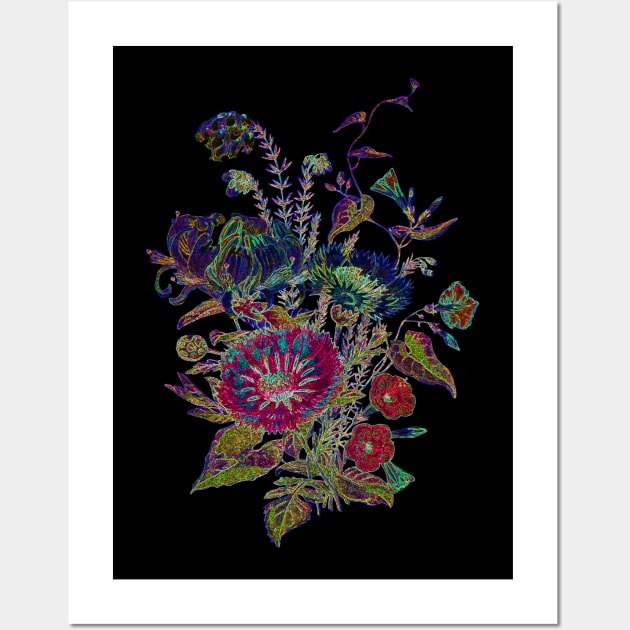 Black Panther Art - Glowing Flowers in the Dark 9 Wall Art by The Black Panther